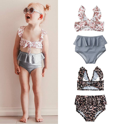 2019 Summer Toddler Baby Girls Leopard Flower Swimwear