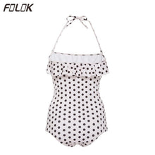 Load image into Gallery viewer, Dot Halter Monokini Swimming Suit For Women